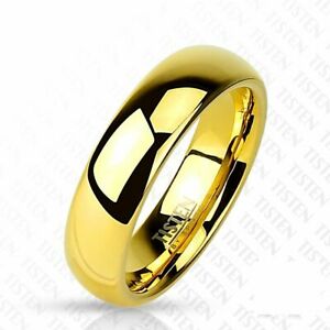 【送料無料】ジュエリー・アクセサリー チタンタングステンゴールドリングハイグロスtitanio tungsteno anello oro 4mm larga ad alta lucido 47 15 66 21