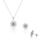 【送料無料】ジュエリー・アクセサリー シルバースターリングホワイトピンクジルコニイヤリングネックレスセット925 argento sterling bianco rosa zirconi orecchini fiori a perno collana set