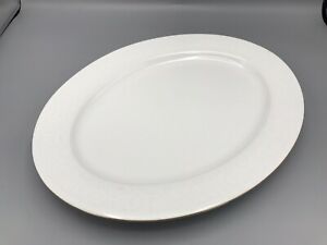 キッチン用品・食器・調理器具・陶器　ニッコーファインチャイナホワイトレースパターンオーバルサービングプラッターVTG Nikko Fine China White Lace Pattern Lg. Oval Serving Platter