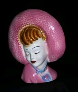 【送料無料】キッチン用品・食器・調理器具・陶器　ヴィンテージ女性の頭の花瓶壁ポケットvintage lady head vase / wall pocket(3)