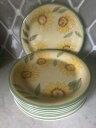 yzLb`piEHEE@Mu\uЂ܂vfBi[v[gZbgGibson SUNFLOWER Everyday China ~ Set of 8 ~ Dinner Plates ~ 10