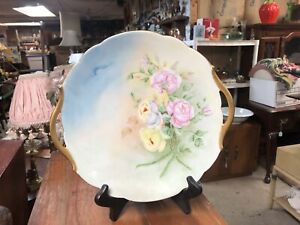 【送料無料】キッチン用品・食器・調理器具・陶器　ヴィンテージリモージュフランスハンドペイント署名付き日付ケーキプレートVintage T & V Limoges France Hand Painted Signed & Dated 1901 Cake Plate
