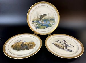 ̵ۥåʡĴƫơԥåɥ㥤ʥץ졼ȥåϡȵĻVintage Pickard China Plates (3) - J. Lockheart - Fish, Birds, Gilt (8W)