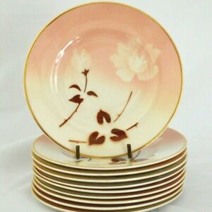 ̵ۥåʡĴƫ饭塼ޥХե饤ѥȥХץ졼ΥХSyracuse China Madame Butterfly Bread and Butter Plates 6 1/4 Rose on Peach