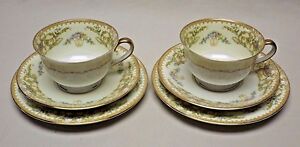 ̵ۥåʡĴƫΥ꥿㥤ʥʥͥåȥåȥեåȥƥåסץ졼Noritake China Nanette set of 2 - 3 pc Footed Teacup, Saucer and Luncheon Plates