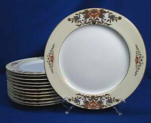 【送料無料】キッチン用品・食器・調理器具・陶器　アンティークノリテイク手描き重い金の花のディナープレート12 ANTIQUE NORITAKE HAND-PAINTED HEAVY GOLD FLORAL DINNER PLATES