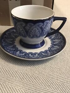 【送料無料】キッチン用品・食器・調理器具・陶器　ボンベイ社パターンカップソーサー新The Bombay Company TILE Pattern 6 Cups &amp; Saucers New!!