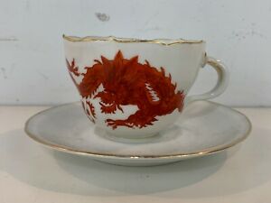 ̵ۥåʡĴƫơ餯ƥɥĥޥ󼧴參åץȥɥ饴Vintage Possibly Antique German Meissen Porcelain Cup & Saucer with Dragon Dec.