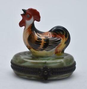 ̵ۥåʡĴƫϥɥڥȥ⡼奨ʥܥܥ˥ȥ󥱥åȥܥåHand Painted MC Limoges Enamel Bonbonniere / Trinket Box - Chicken