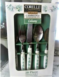 ̵ۥåʡĴƫ륭ӡƥ쥹ݥեåȥ֥å꡼ۥ磻*NEW 20-pc Corelle CALLAWAY IVY Stainless Steel FLATWARE Cambridge GREEN WHITE