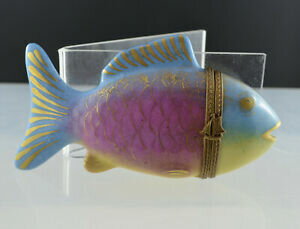 ̵ۥåʡĴƫ⡼ե󥹼Ǯӵҥ󥸥ܥåޡLIMOGES FRANCE Porcelain hand-painted tropical fish hinged box Chamart