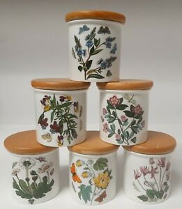 【送料無料】キッチン用品・食器・調理器具・陶器 ヴィンテージポートメイリオン植物園シール小さなキャニスターのセット。いいですね!Set of 6 Vintage Portmeirion Botanical Garden Sealed Small Canisters. Wonderful!