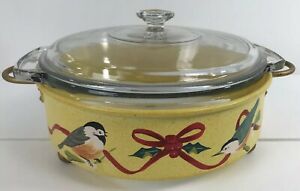 ̵ۥåʡĴƫΥåĥȥ饦ɥ饹ѥå㥻᥿륵СLenox WINTER GREETINGS 2 Quart Round Glass Pyrex Casserole Metal Server