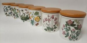 【送料無料】キッチン用品・食器・調理器具・陶器 ヴィンテージポートメイリオン植物園シール小さなキャニスターのセット。いいですね!Set of 6 Vintage Portmeirion Botanical Garden Sealed Small Canisters. Wonderful!