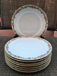 ̵ۥåʡĴƫơեȥեץ졼ȥ⡼ΥåVintage C Ahrenfeldt - #AHR5 Floral - set of 8 lunch plates 8 1/2 inch Limoges