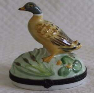 ̵ۥåʡĴƫ緿⡼åܥܥͥȥ󥱥åȥܥåLarge 10cm Limoges Duck Bonbonniere Trinket Box