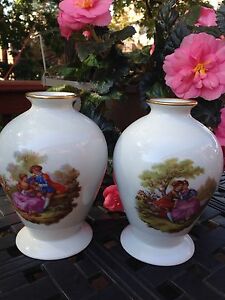 ̵ۥåʡĴƫ⡼ե󥹥ơﾮӤϥե饴ʡ˽̾Limoges France Vintage Porcelain 2 Small 6 Vases Signed FRAGONARD