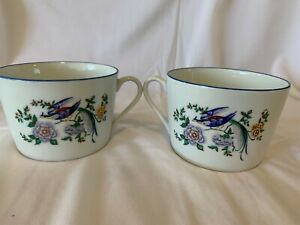̵ۥåʡĴƫĻȲ֤ĥ⡼ե󥹼參å2 LEC Limoges France Porcelain Cups with Birds and Flowers
