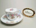 【送料無料】キッチン用品 食器 調理器具 陶器 SHELLEY Sheraton and Grey Crystals (Dainty) 2336 TEA CUP SAUCER SET Gold Trim