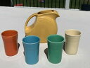 【送料無料】キッチン用品・食器・調理器具・陶器 レアオリジナルフィエスタ焼ジュースセットピッチャーカップRare Original Fiesta ware Juice Set Pitcher & Cups(3)