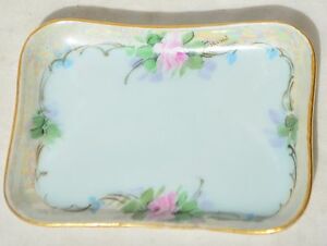 ̵ۥåʡĴƫơǯե󥹥⡼ȥե르ɥ༧ԥǥåץ졼Vintage 1930s France Limoges P and P Floral Gold Rim Porcelain Pin/Dish/Plate