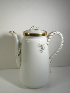 ̵ۥåʡĴƫǯΥϥӥɡ⡼֥󥯼拾ҡݥåȥɷ뺧1890s HAVILAND LIMOGES H20 BLANK PORCELAIN COFFEE POT - GOLD WEDDING RING