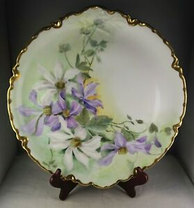 ̵ۥåʡĴƫ⡼奢ƥϥӥץåѡץۥ磻ȥեLimoges Antique Haviland Decorative Porcelain Platter Purple White Flowers