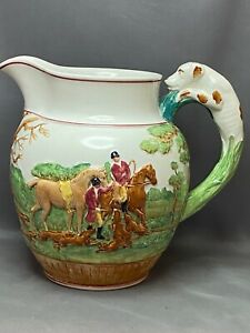 ̵ۥåʡĴƫɥåɡեåϽѥƥեԥå㡼ϸWEDGWOOD, HAND PAINTED FOX HUNTING EQUESTRIAN MOTIFF PITCHER C5231M HORSES DOGS