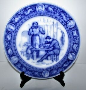 ̵ۥåʡĴƫƥۡץ졼ȥեꥢå֥åʥAntique ca 1890 WEDGWOOD Ivanhoe Porcelain PLATE Friar Tuck & Black Knight #257