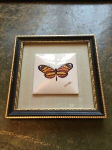 【送料無料】キッチン用品・食器・調理器具・陶器　ヴィンテージリモージュミニチュア蝶の磁器の絵フレームVintage Limoges Miniature Butterfly Porcelain Picture Frame