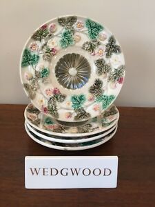 ̵ۥåʡĴƫƥååɥޥꥫ른󥿥ȥ٥꡼ǥȥץ졼ȥåAntique Wedgwood Majolica Argenta STRAWBERRY Dessert Plate ~ Set of 4