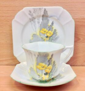 ̵ۥåʡĴƫ꡼ץ󥻥ץХåץѥƥåץȥꥪShelley Princess Shape Buttercups Pattern 2167 Tea Cup Trio.