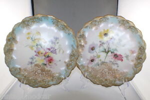 【送料無料】キッチン用品・食器・調理器具・陶器　アンティークロイヤル・ドルトン・ブルスレム・セット・オブ・スカロップフローラルプレート年代年代Antique Royal Doulton Burslem Set of 2 Scalloped Floral Plates 1890's to 19