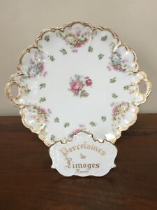 ̵ۥåʡĴƫϥӥɡ⡼塦饤֥르ɥե륱ץ졼Haviland Limoges Schleiger 72 Double Gold Floral Handled Cake Plate