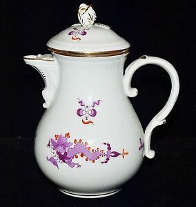 ̵ۥåʡĴƫͲҡݥåȥޥ󡢥ɥ饴󡢥ѡץ롢ϥɥڥȡեեPrice Cut Coffee Pot Meissen, Dragon, Purple, Hand Painted, Pfeiffer Era