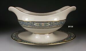 ̵ۥåʡĴƫΥåܡդɥɥХåץѡեLENOX AUTUMN GRAVY SAUCE BOAT WITH ATTACHED STAND (gold backstamp) - PERFECT!!