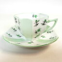 【送料無料】キッチン用品・食器・調理器具・陶器 ヴィンテージシェリーファインボーンチャイナクイーンアンティーカップとソーサーチャームインペールグリーンVintage SHELLEY Fine Bone China QUEEN ANNE Teacup and Saucer Charm in P