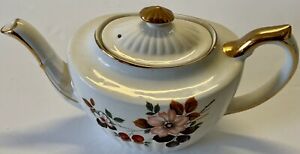 ̵ۥåʡĴƫ֥ꥯȥƥݥåȥɥե륹åեɥ㡼󥰥Vtg GIBSON BRIXTON Teapot Gold Rimmed Floral STAFFORDSHIRE ENGLAND 5H 9W