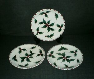 【送料無料】キッチン用品・食器・調理器具・陶器　レフトンホリーベリープレート3 Vtg Lefton Holly B..