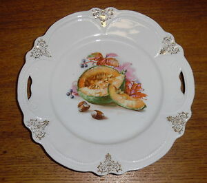 【送料無料】キッチン用品・食器・調理器具・陶器　ファンシーハンドル磁器プレートカンタロープFancy 2 Handle Porcelain Plate - Cantaloupe