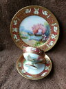 yzLb`piEHEE@m^Pm^PF̃yfX^Jbv\[T[v[ggINNoritak? Noritake Gilded Pedestal Cup Saucer Plate Trio c.1910's