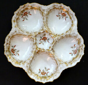 ̵ۥåʡĴƫƥȥ饦⡼ƫ񥪥ץ졼ȥեAntique LS&S Strauss LIMOGES Porcelain HAND PAINTED China OYSTER PLATE / France