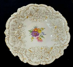 ̵ۥåʡĴƫޥ󥴡ɥȥܥ֤Υӥ󥰥ܥ Meissen Gold Gilt Bowl Painted Raised Floral Serving Bowl