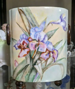 ̵ۥåʡĴƫƥե⡼女ꥢॲå奸ǥ˥Antique French Limoges WG & Co William Guerin Hand Painted Cache Jardinier