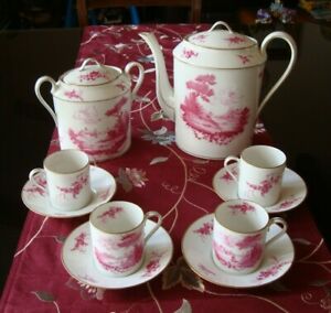 ̵ۥåʡĴƫƥ⡼ҡƥåȡݥåȡåաRARE ANTIQUE LIMOGES HAND PAINTED COFFEE TEA SET, POT, SUGAR, FOUR CUPS &S