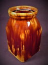 yzLb`piEHEE@ɂ܂ȔN㔼΃p^[\XNGAXg[WW[CG[EFAbLKEXTREMELY RARE mid-1800s J.B.PATTERSON SQUARE STORAGE JAR YELLOW WARE ROCKINGHAM