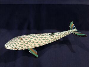 【送料無料】キッチン用品・食器・調理器具・陶器　ヘレンドフィギュアクジラグリーンフィッシュネットHerend Figurine - Whale - Green Fishnet 2