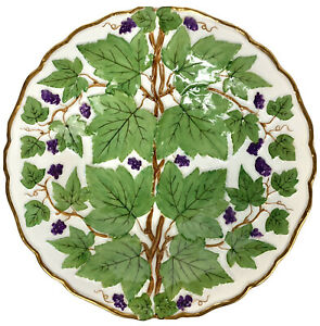 ̵ۥåʡĴƫ夲줿ФΥ֥ɥաȤȥޥץ졼ȺǽʼMeissen Plate With Raised Green Grape Leafs, Gilt - First Quality
