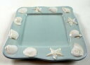 yzLb`piEHEE@z[X^WIɂVACXNGAfBi[v[gANAX^[tBbVV[VFYShoreline Square Dinner Plate by Home Studio - Aqua w/Star Fish Sea Shells 11