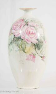 楽天hokushin【送料無料】キッチン用品・食器・調理器具・陶器　アンティークデリニエールシエリモージュフランス手描き花瓶赤いバラAntique D & C Delinieres & Cie Limoges France Hand Painted Vase 11.5'' Red Roses